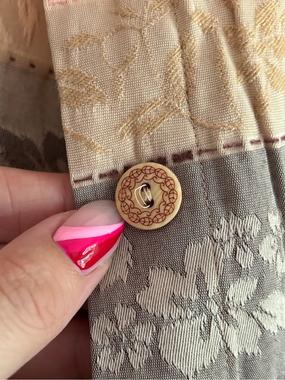 Alfred Dunner Patterned Button-Up Jacket - Red, Gray & Cream - Picture 5 of 5